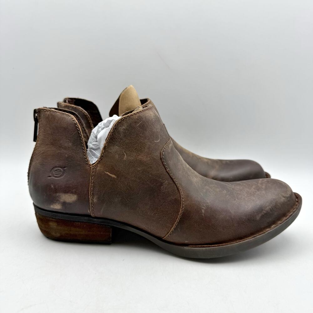 Born Womens Kerri Western Ankle Booties Size 8 M EU 38.5 Brown Leather Boots EUC